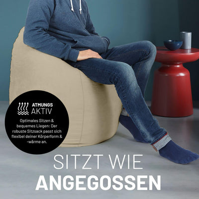 Lumaland Sitzsack Luxury XL Plus 85x65cm | Microvelours Beanbag mit extra weichem & robustem Stoff |