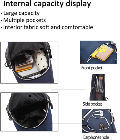 FANDARE Unisex Brusttasche Sling Bag Ultralight Daypacks Crossover Rucksack mit USB-Ladeanschluss Um