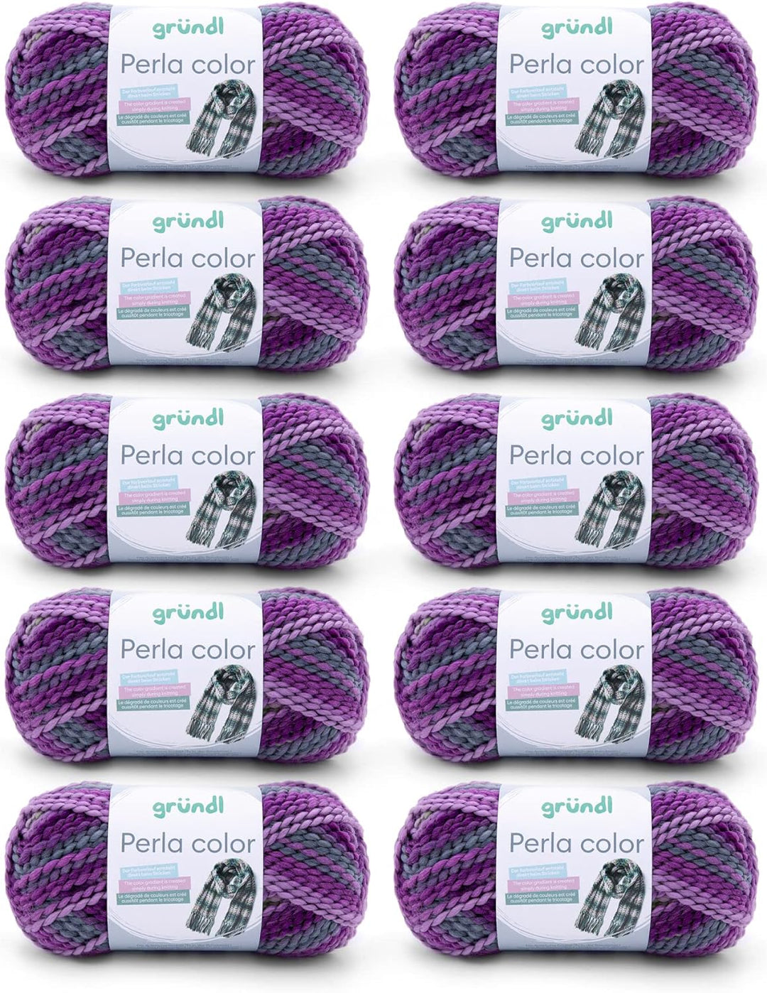 Gründl Wolle Perla color (wollähnliches Handstrickgarn aus 100% Polyester, 100 g / 90 m, Nadelstärke