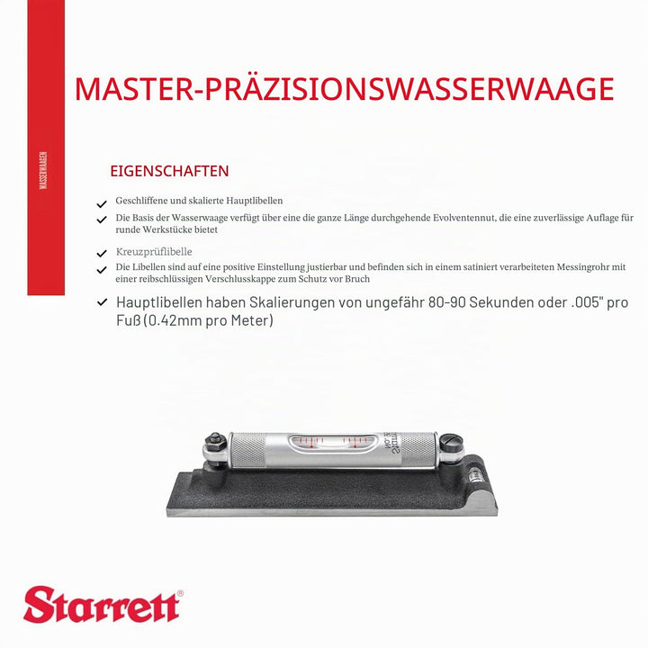 Starrett 98-6 6-Zoll-Präzisions-Maschinisten-Wasserwaage, Schwarz