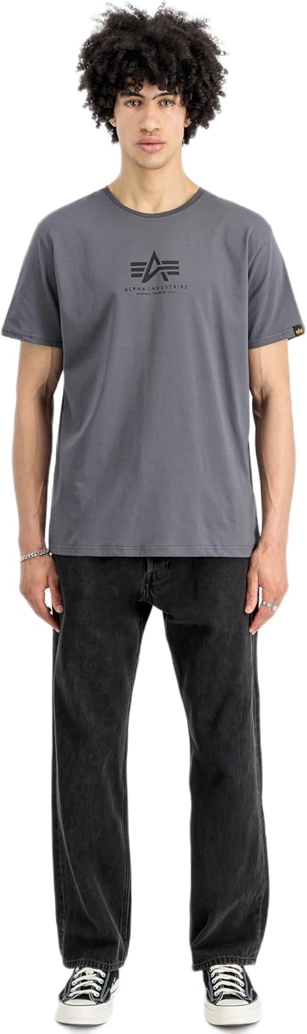 Alpha Industries Herren Basic Mid Logo T-Shirt S Grau, S Grau