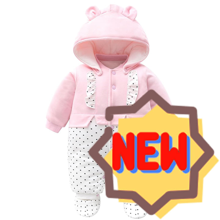 Baby Mädchen Strampler Winter Schneeanzug mit Kapuze Overall Baumwolle Abnehmbarer Hut Outfits Langa