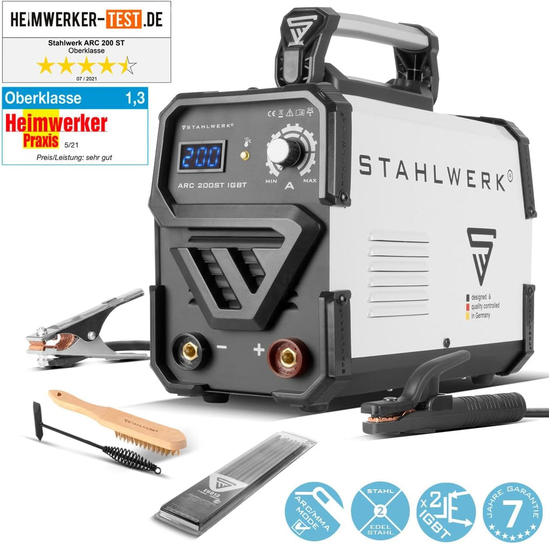 STAHLWERK ARC 200 ST IGBT - Schweissgerät DC MMA/E-Hand/Lift-TIG Welder mit echten 200 Ampere sehr k