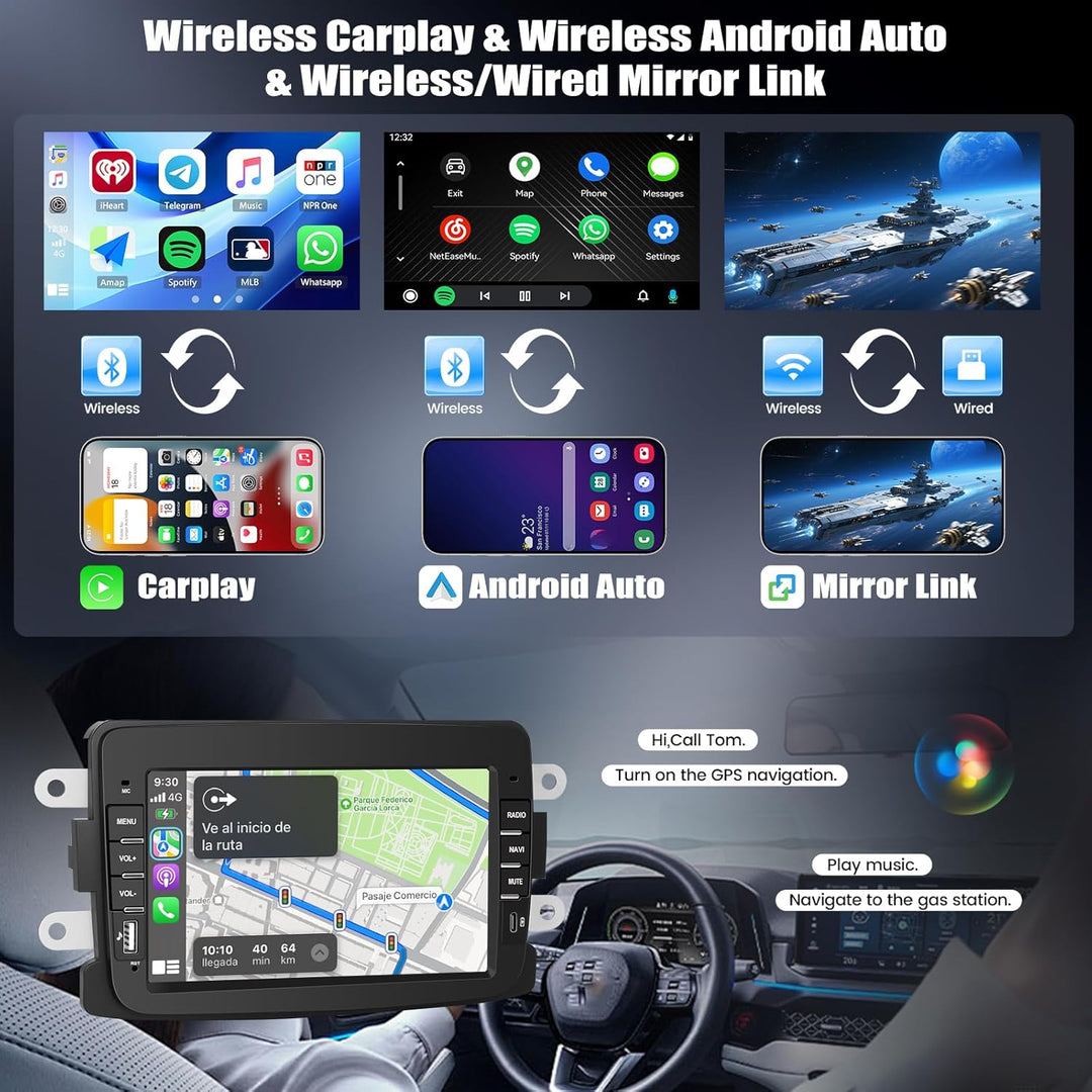 4+64G Android 15 CAMECHO 7 Zoll Autoradio für Renault Dacia Logon Duster Sandero Lodgy Spring mit Wi