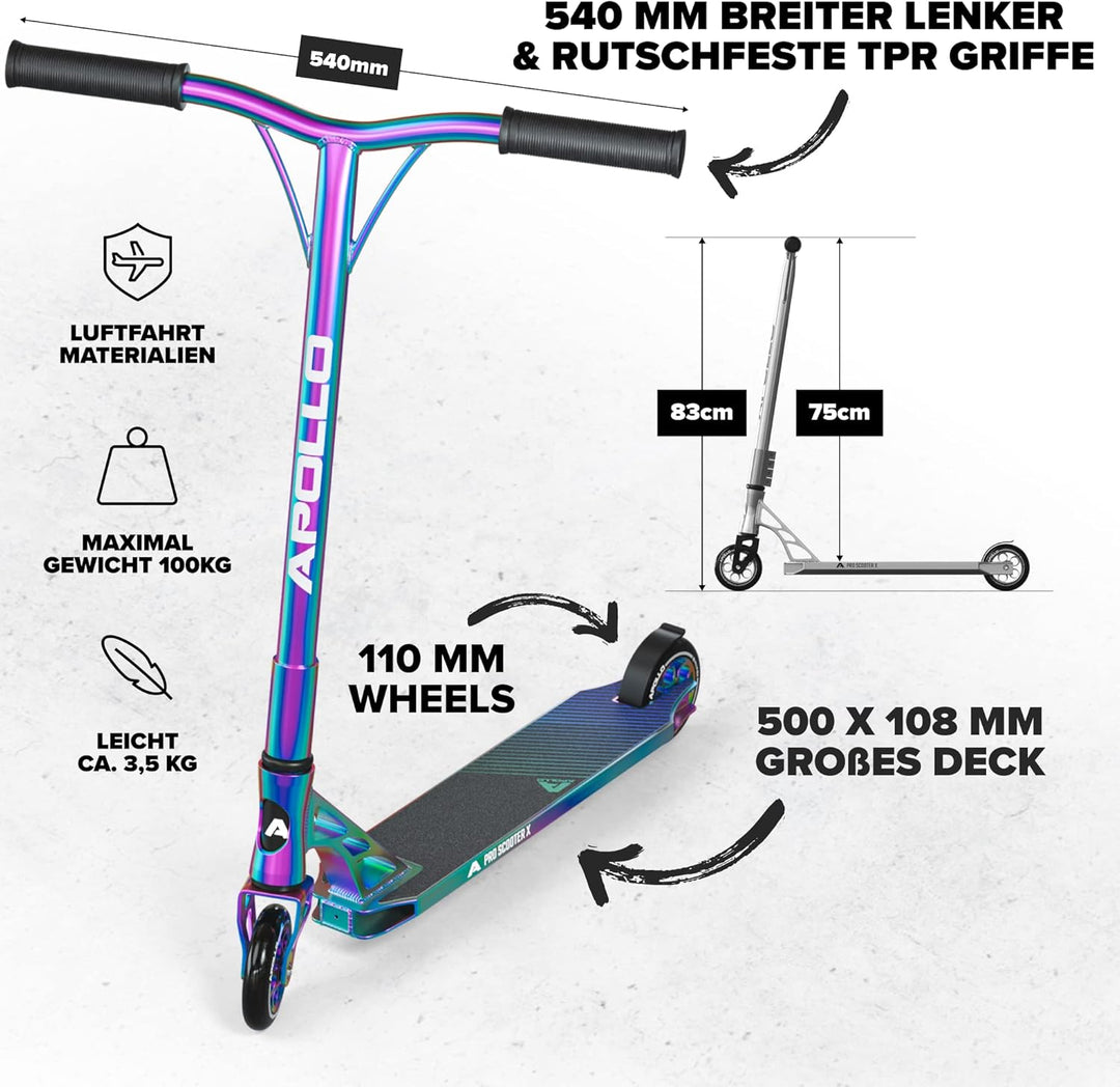Apollo Stunt Scooter - Genesis Pro X Competition | High End Stuntscooter, ABEC 9 Kugellagern | Trick