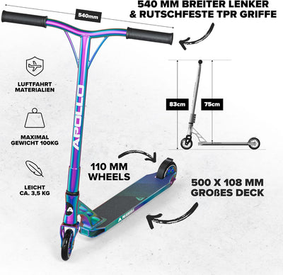 Apollo Stunt Scooter - Genesis Pro X Competition | High End Stuntscooter, ABEC 9 Kugellagern | Trick
