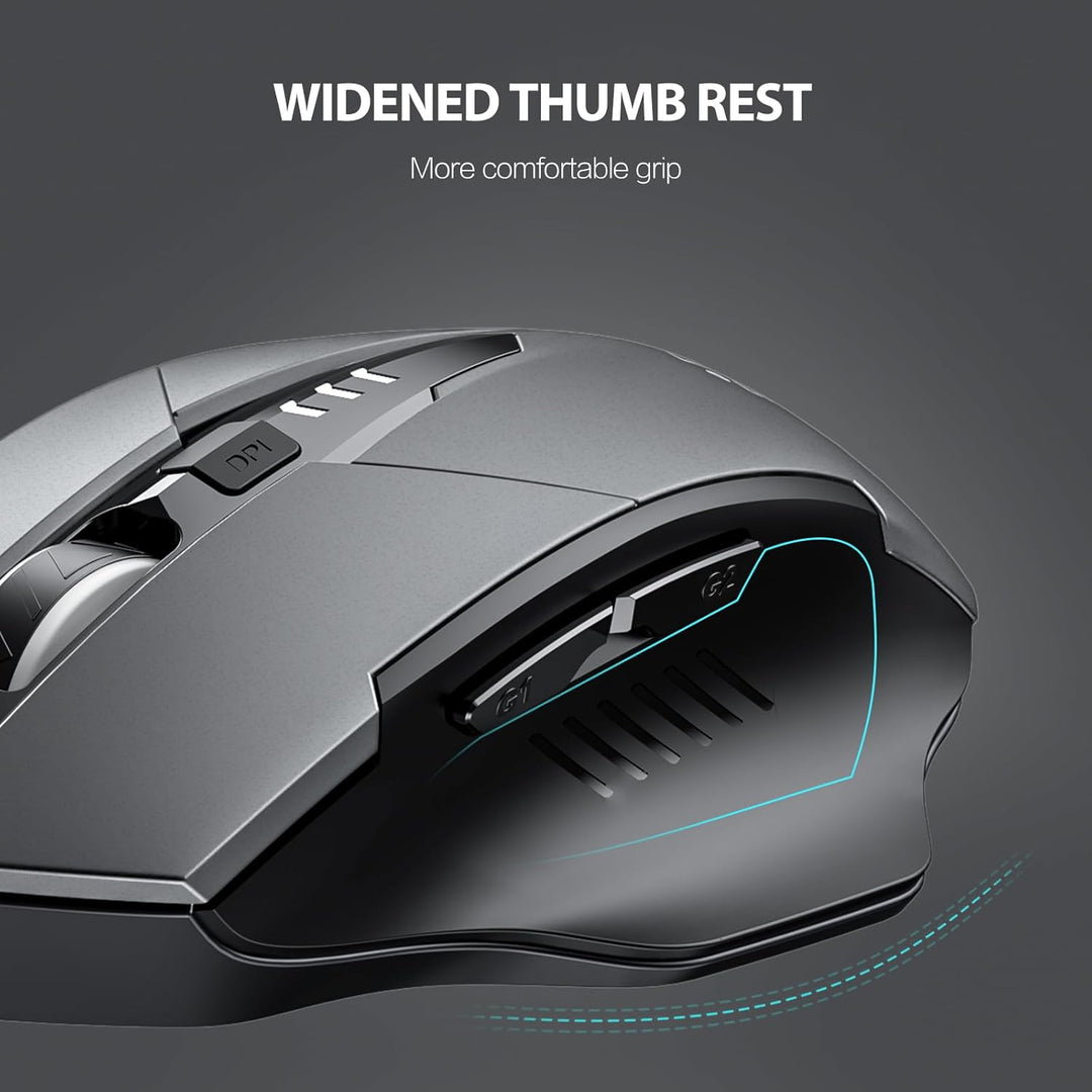 inphic Bluetooth Maus, Wiederaufladbare Tri-Mode 5.0/4.0 + 2.4G Wireless, 800-1600DPI Tragbar für La