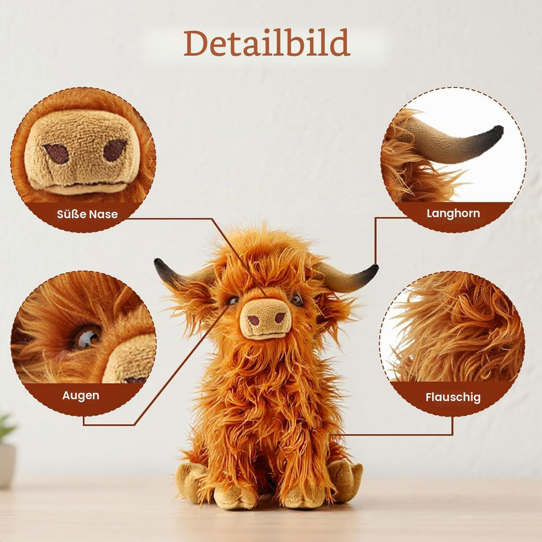 Highland Cow Kuscheltier 1 Stück Extra Weich &amp; Formstabil, Highland Cow Plüsch Hochlandkuh Plüschtie