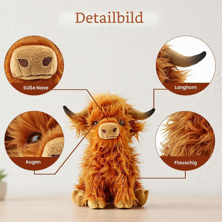 Highland Cow Kuscheltier 1 Stück Extra Weich &amp; Formstabil, Highland Cow Plüsch Hochlandkuh Plüschtie