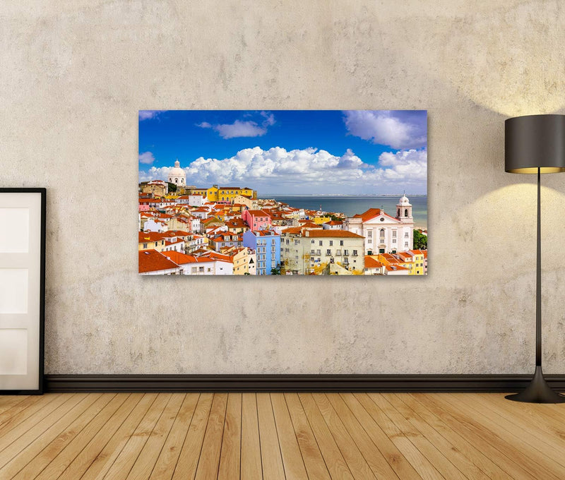 Bild Bilder auf Leinwand Lissabon Portugal Stadtbild im Alfama District Wandbild Poster Leinwandbild