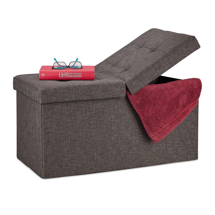 Relaxdays Sitzbank, mit Stauraum, faltbar, gepolstert, klappbarer Deckel, Flur, Wohn-& Schlafzimmer,
