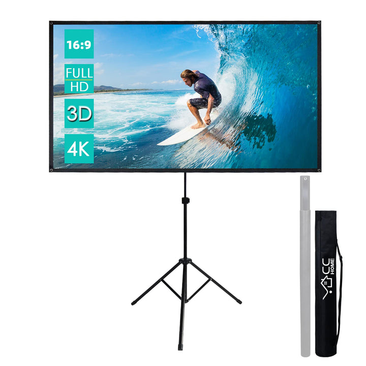CCLIFE Klappbar Beamer Leinwand mit Stativ Inklusiv Montagematerial 80/90 / 100 Zoll Projektionslein