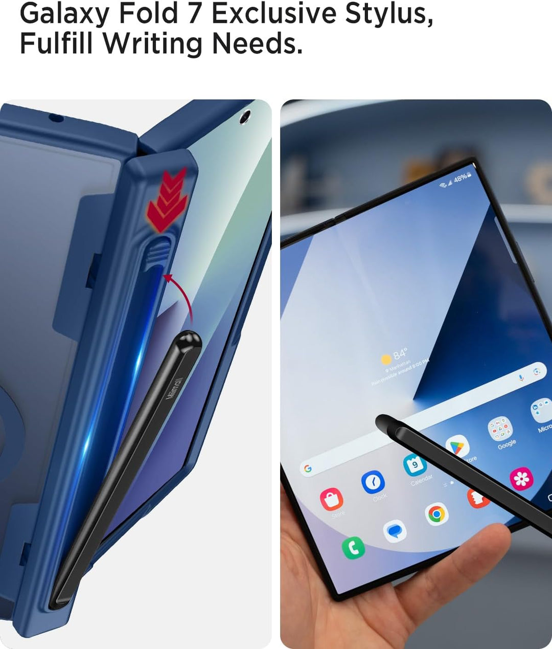 Miimall Kompatibel mit Samsung Galaxy Z Fold 7 Hülle Mag-Safe mit S-Pen, HD Displayschutz & Scharnie