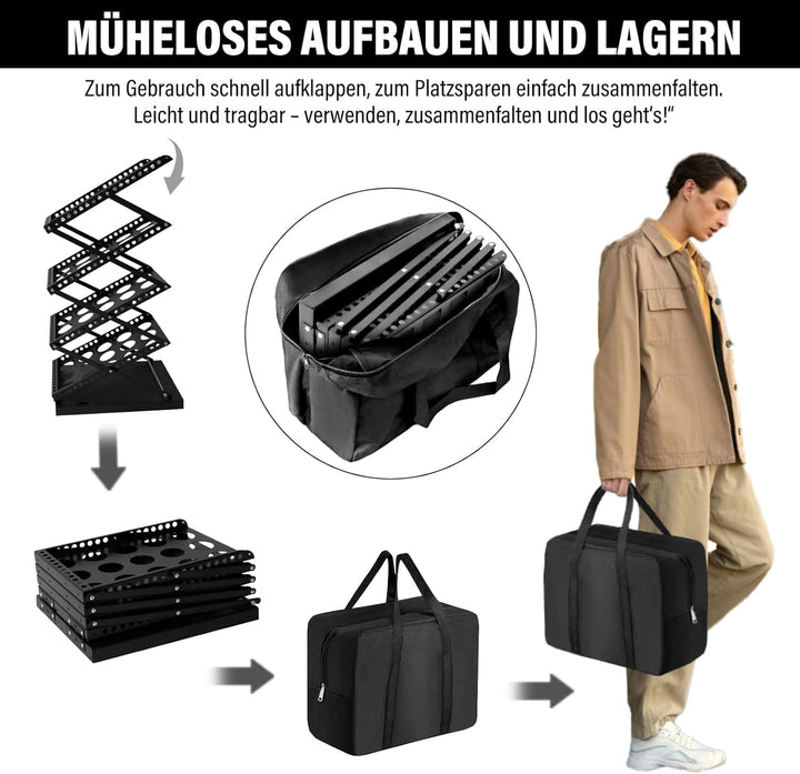 SUNDOY Faltbarer Zeitschriftenständer mit 4 Taschen – Magazinhalter & Broschüre Prospekthalter mit T
