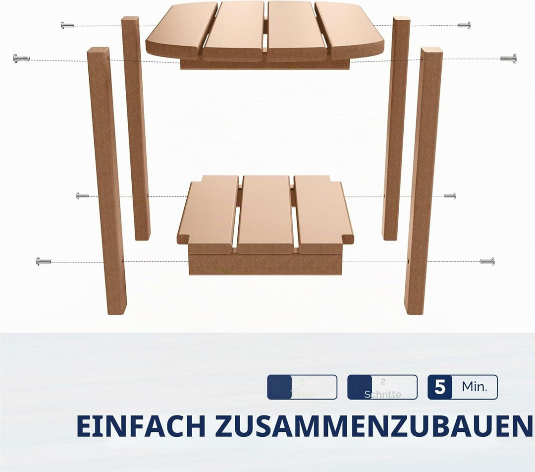 NALONE Adirondack Beistelltisch 16,5" Outdoor-Beistelltisch HDPE Kunststoff Doppelter Adirondack Kle