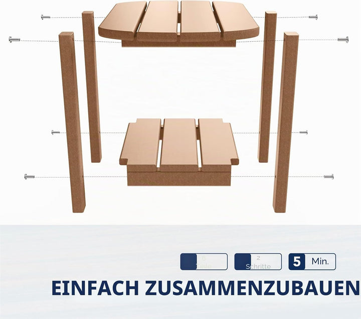 NALONE Adirondack Beistelltisch 16,5" Outdoor-Beistelltisch HDPE Kunststoff Doppelter Adirondack Kle