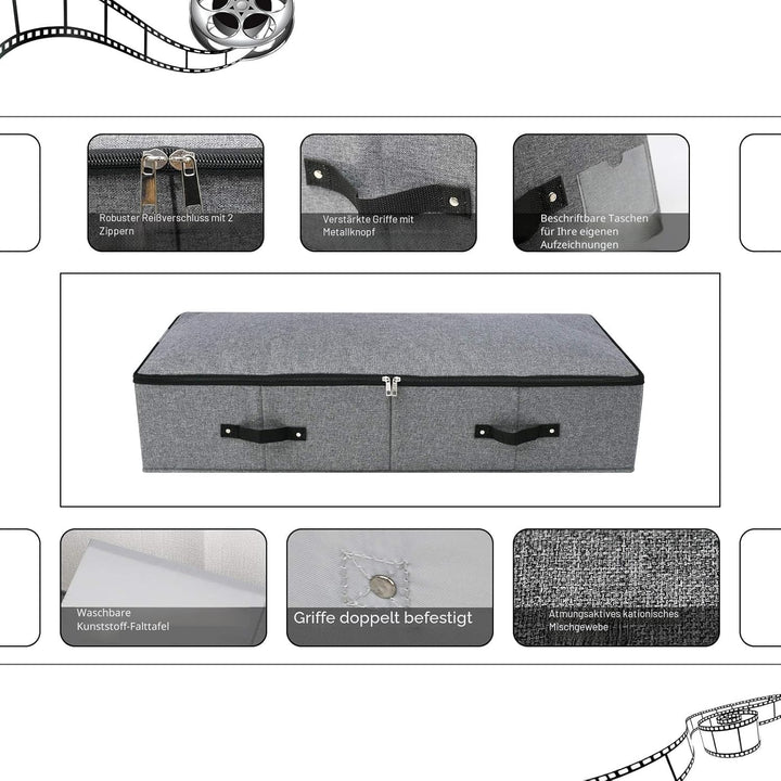 Faltbare stabile Unterbett-Aufbewahrungsbox mit Griff, Reissverschlussdeckel, Decken Kleidung Bettde