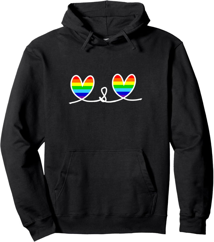 CSD mit Regenbogen LGBT Flagge | Doppel Herz & Liebe Pullover Hoodie