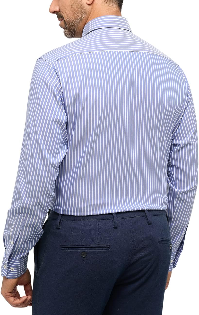 ETERNA Herren bedrucktes Baumwollhemd, Modern Fit 43 Dunkelblau, 43 Dunkelblau