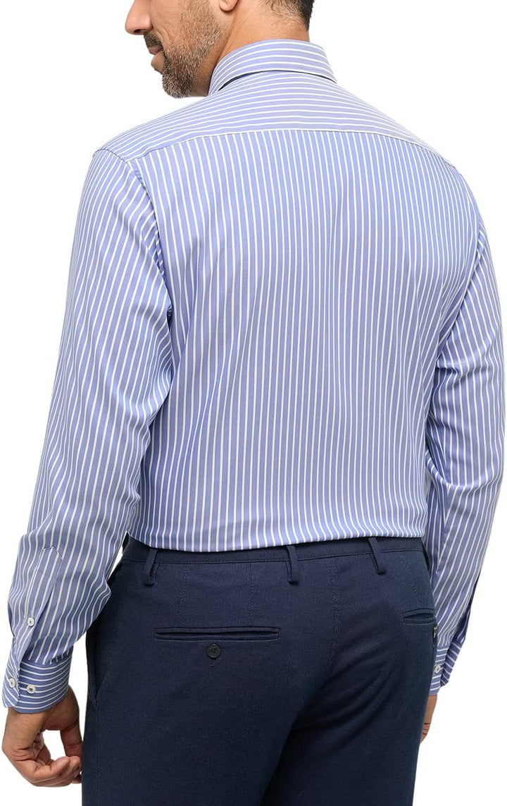 ETERNA Herren bedrucktes Baumwollhemd, Modern Fit 43 Dunkelblau, 43 Dunkelblau