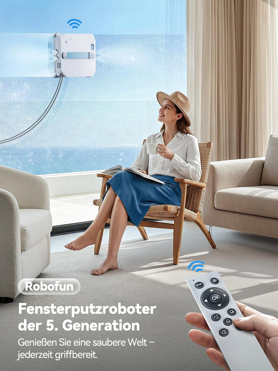Keero Fensterputzroboter 2026 Neuheit, 9000Pa Fensterreiniger elektrisch Vier-Düsen-System, Randerke