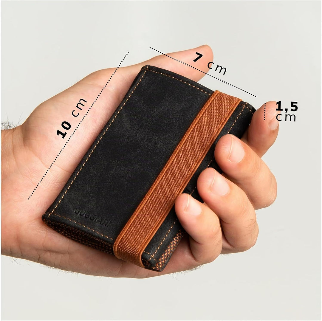 Slim Wallet mit Münzfach aus Microfaser Jacquard mit RFID Schutz - Schlankes Portemonnaie für Kredit