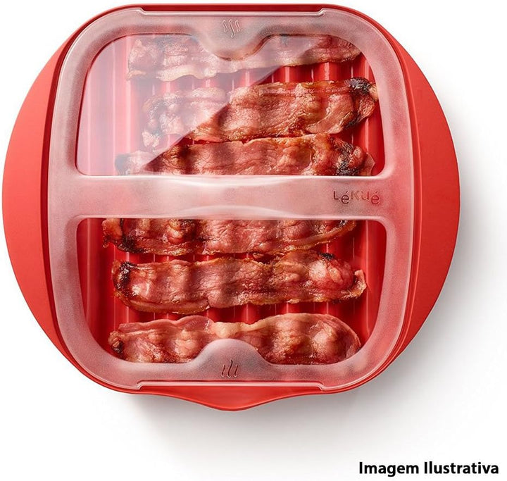 Lékué Microwave Bacon Cooker, rot, 28,2 x 6 x 24,9 cm