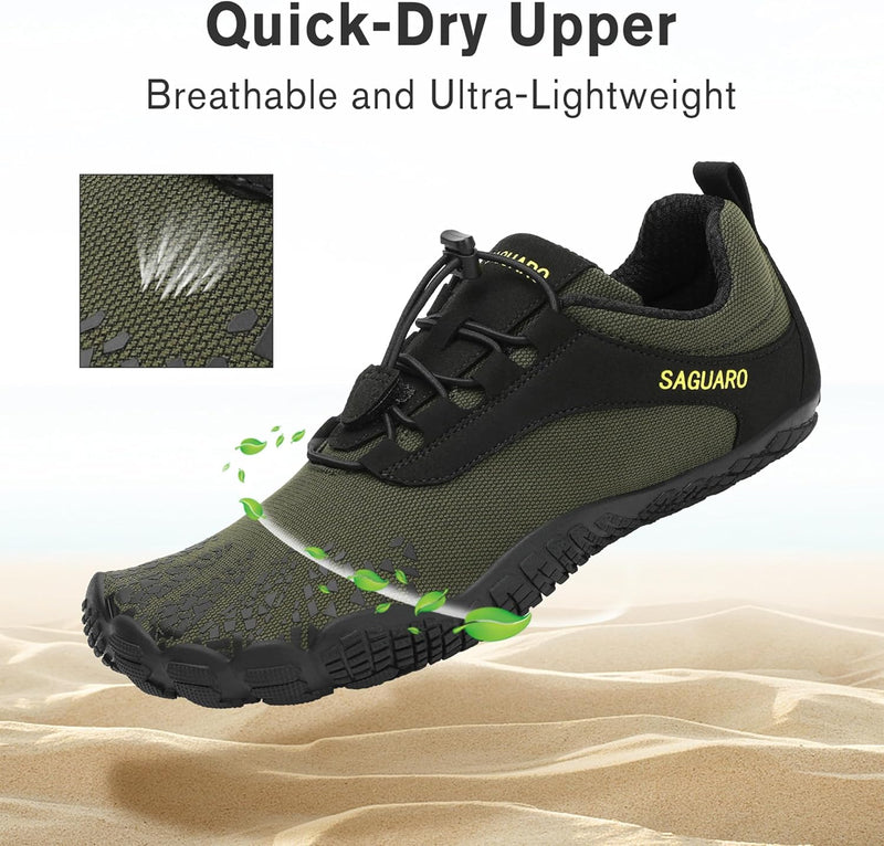 SAGUARO Damen Herren Barfussschuhe Trail Minimalistische Running Fitness Gr. 36-48 37 EU Dunkelgrün,