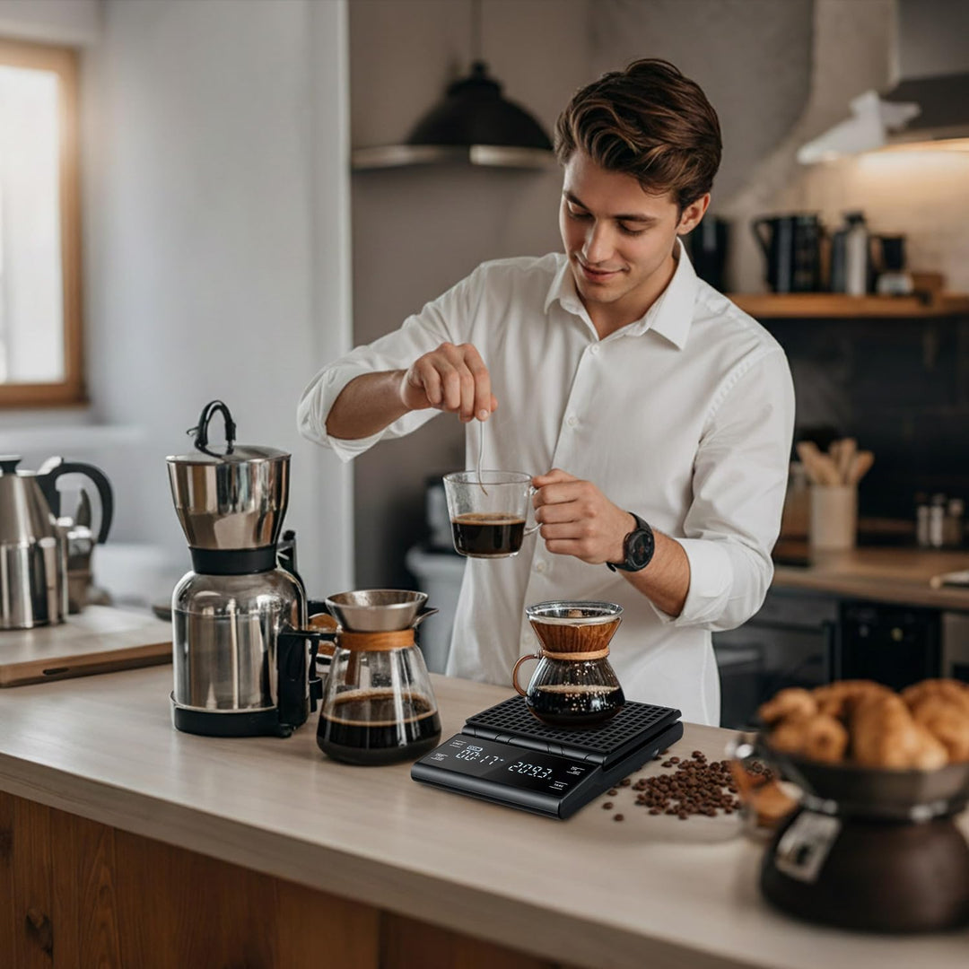 Wigearss Kaffeewaage mit Timer 5kg/0.1g, Espresso Waage Hochpräzise für Espresso und Pour-Over