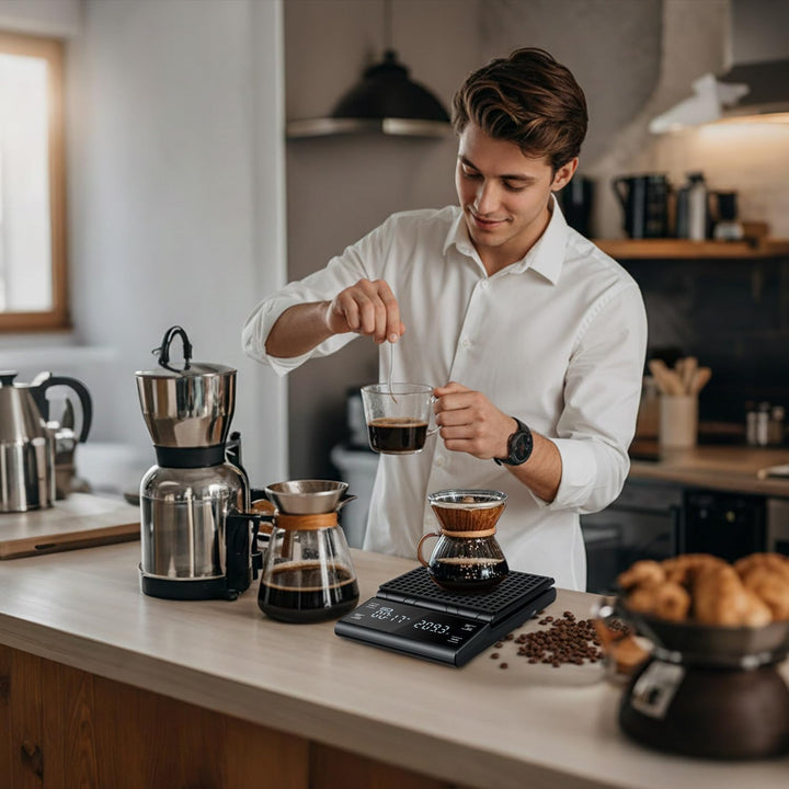 Wigearss Kaffeewaage mit Timer 5kg/0.1g, Espresso Waage Hochpräzise für Espresso und Pour-Over