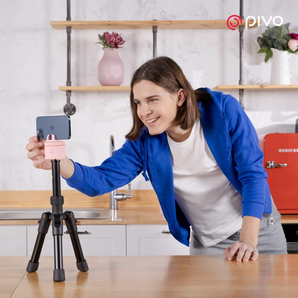 Pivo Stativ Mini ausziehbarer und Leichter Aluminiumständer für Smartphone und Kamera, 35 cm, mit un