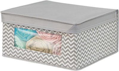 mDesign 6er-Set stapelbare Stoffbox mit Deckel für Kleidung usw. – mittelgrosse Aufbewahrungskiste m