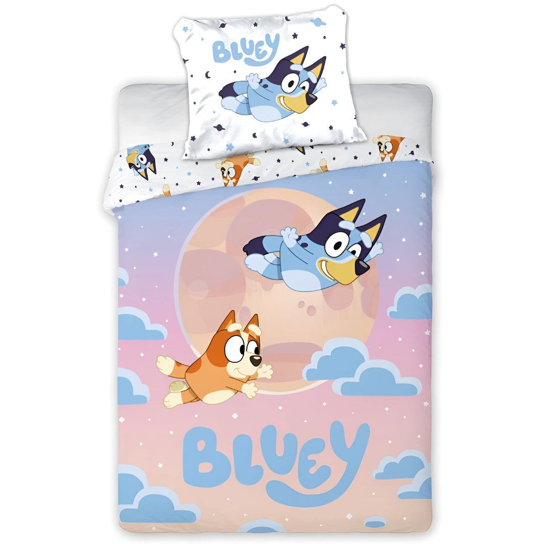 BrandMac Bluey & Bingo Junior Bettwäsche-Set | Bettbezug 100x135 cm mit Kissenbezug 40x60 cm | Offiz