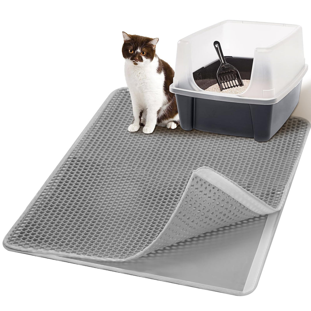 Katzenklo Matte 75x60CM, Katzenstreu Matte Doppelte Schichte, Katzenmatte Katzenklo mit Klettverschl