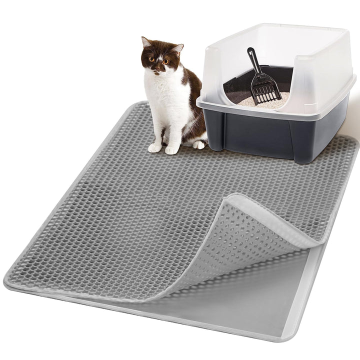 Katzenklo Matte 75x60CM, Katzenstreu Matte Doppelte Schichte, Katzenmatte Katzenklo mit Klettverschl