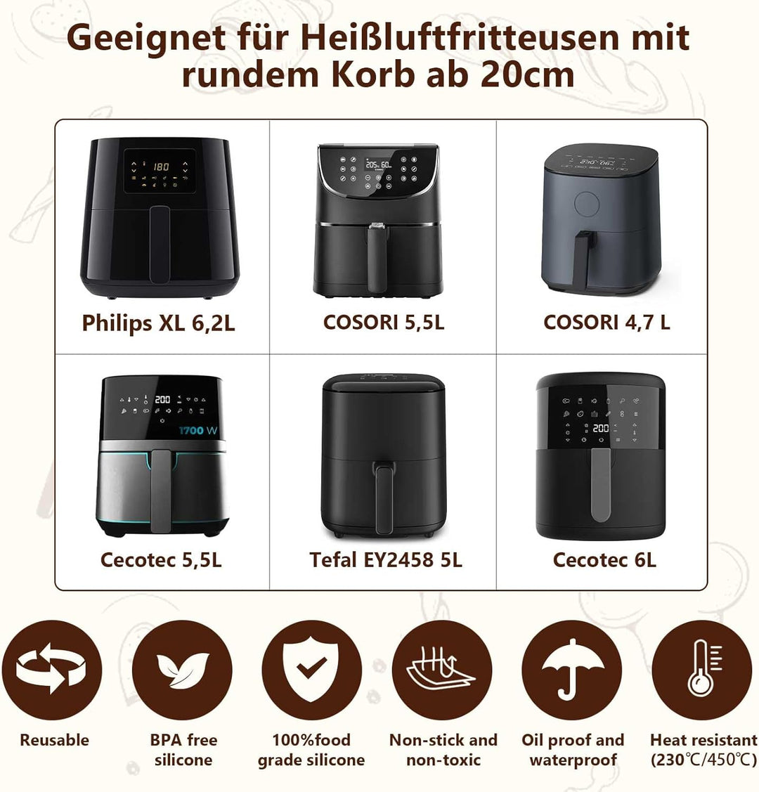 Heissluftfritteuse Zubehör 21CM- Airfryer Zubehör Kompatibel für Philips 2000 Serie 6,2l(NA230/00),