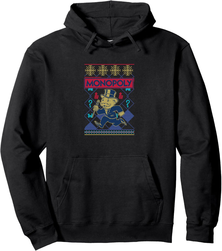 Monopoly Christmas Ugly Sweater Style Pullover Hoodie