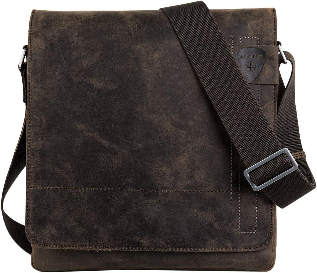 Strellson Herren Schultertasche Richmond Tasche aus Leder Braun (Dark Brown 702), Braun (Dark Brown