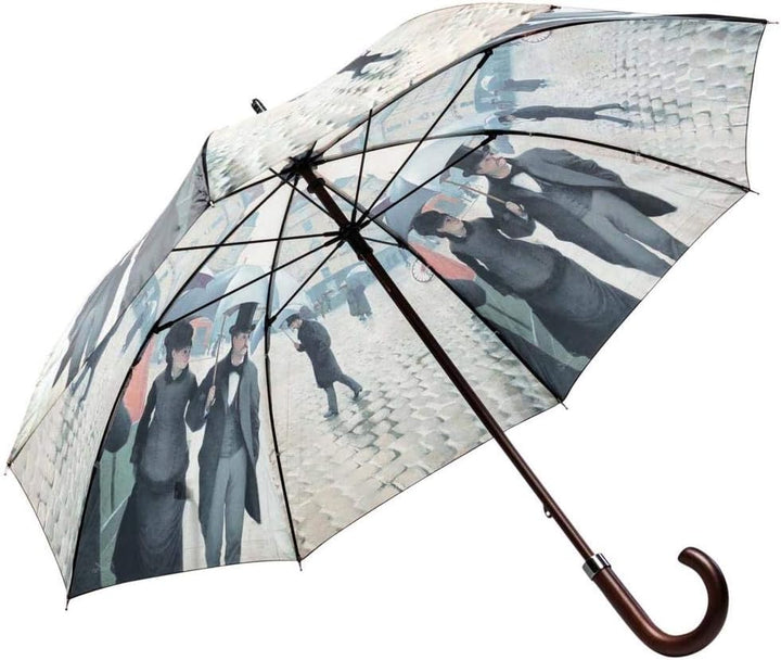 LUCKYWEATHER Regenschirm Stockschirm Damen/Herren Motiv Rainy Day in Paris Holzstock I Stockregensch