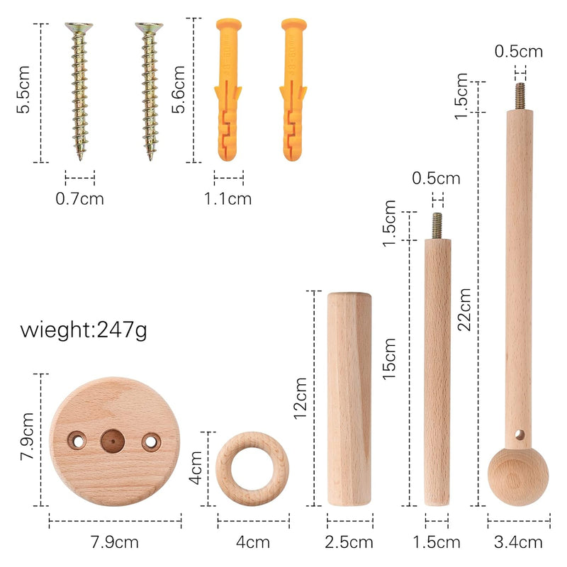 Promise Babe Baby Mobile Halterung Holz für Wand Montage, Babyzimmer Kinderzimmer DIY Baby Mobile Ha
