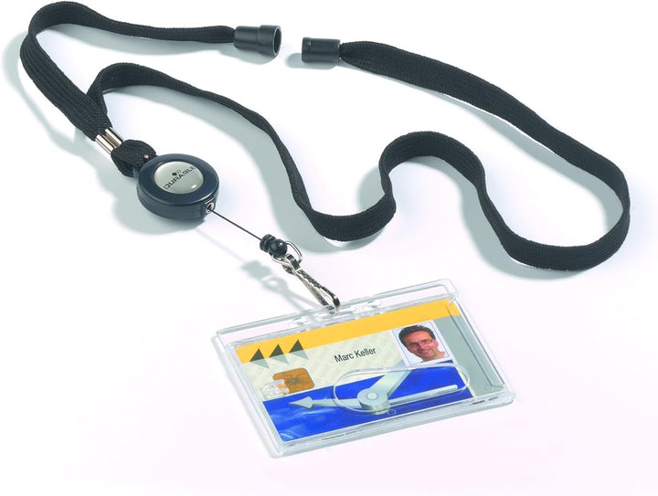 Durable Halsband mit Sicherheitsverschluss und ausziehbarem Federhaken, 10 Stück, schwarz, 822301