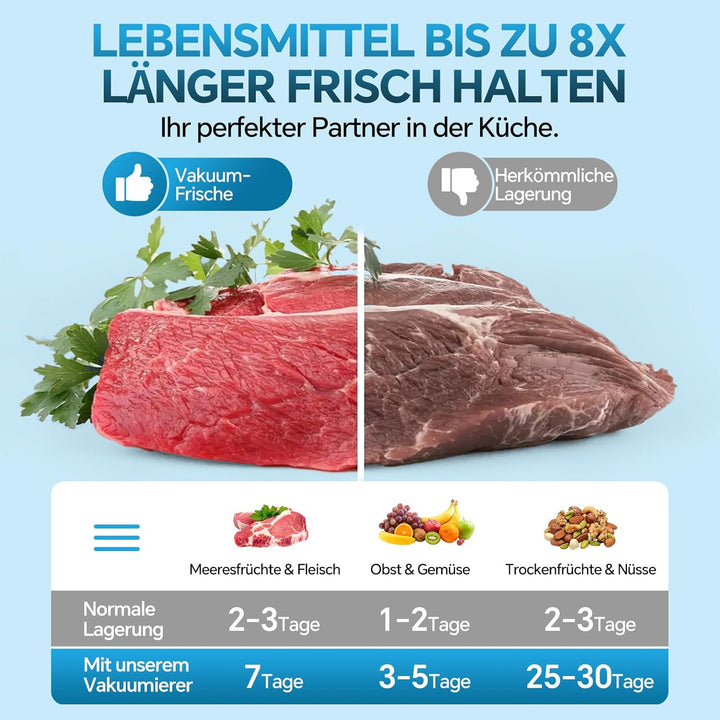 Maidlo All-in-1 Vakuumiergerät mit 100 BPA-freien Beuteln - 120W Vollautomatischer Vakuumierer für T