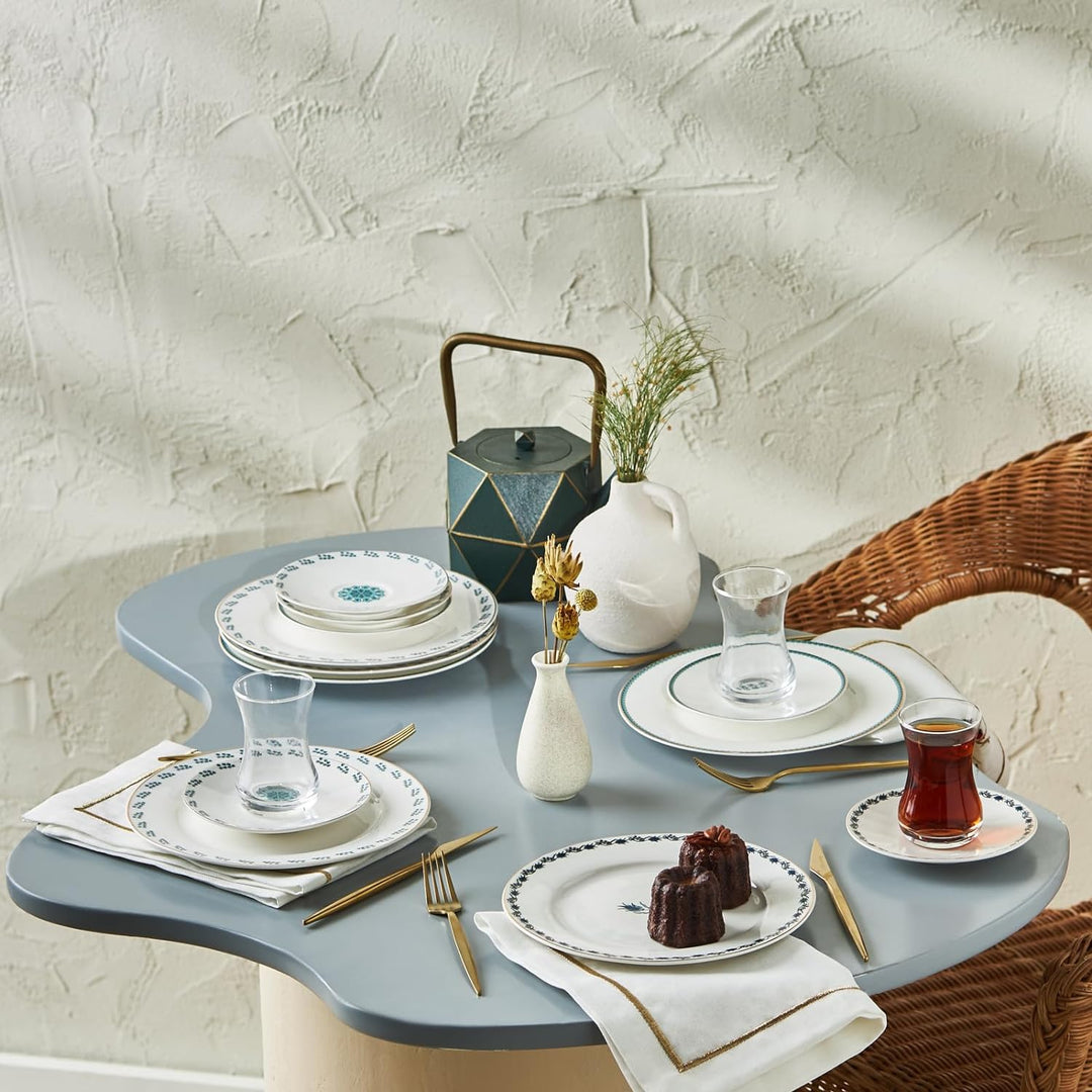 Karaca İznik Dessert-Set für 6 Personen, 18-teilig - Elegantes Geschirr für köstliche Nachspeisen