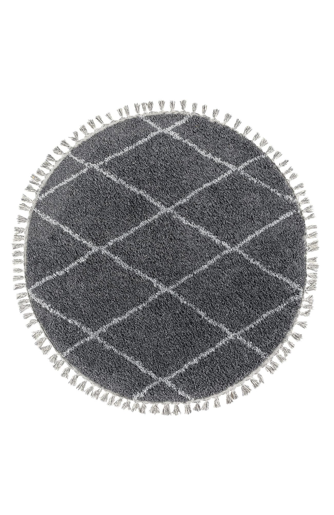 Hochflor Teppich Laufer 80 x 200 Silber Diamantmuster, Super Soft Moderner Shaggy Teppich 80 x 200 c