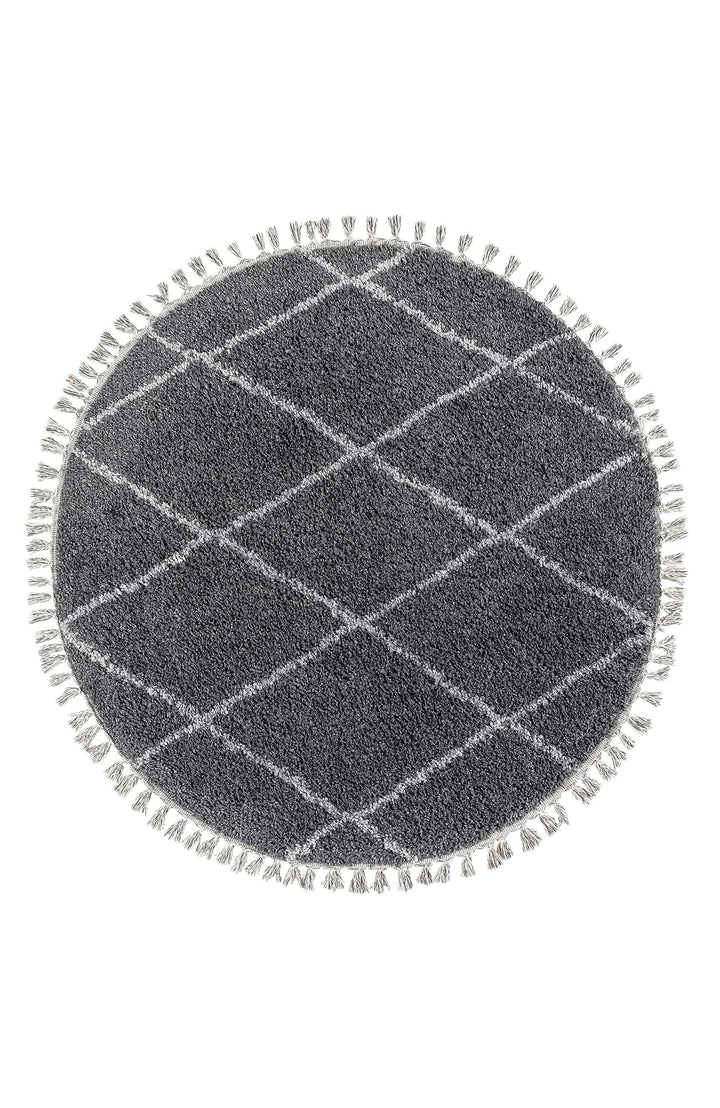 Hochflor Teppich Laufer 80 x 200 Silber Diamantmuster, Super Soft Moderner Shaggy Teppich 80 x 200 c