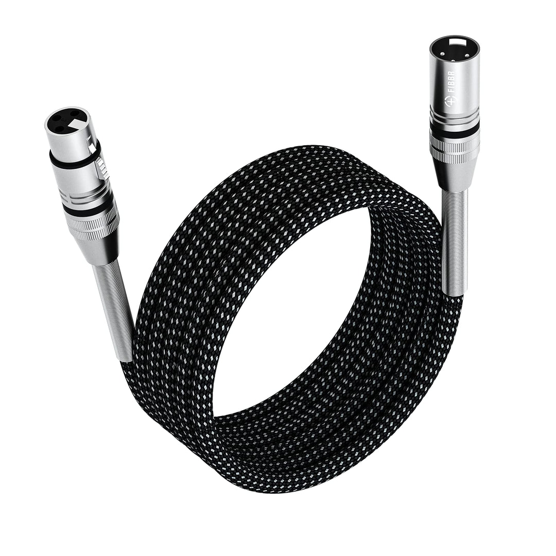 FIBBR XLR Kabel 3M, Mikrofonkabel Nylongeflecht XLR Stecker auf Buchse strapazierfähiges symmetrisch