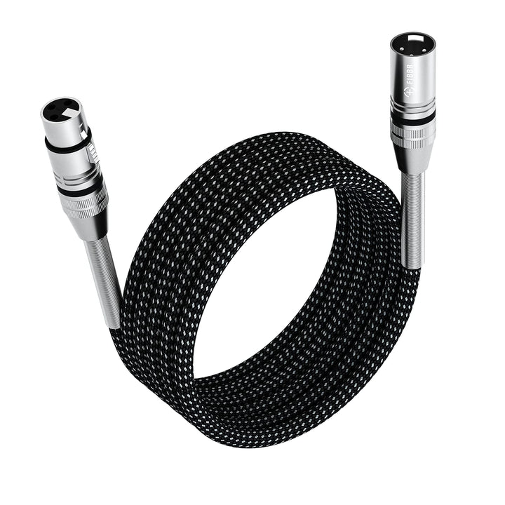 FIBBR XLR Kabel 3M, Mikrofonkabel Nylongeflecht XLR Stecker auf Buchse strapazierfähiges symmetrisch