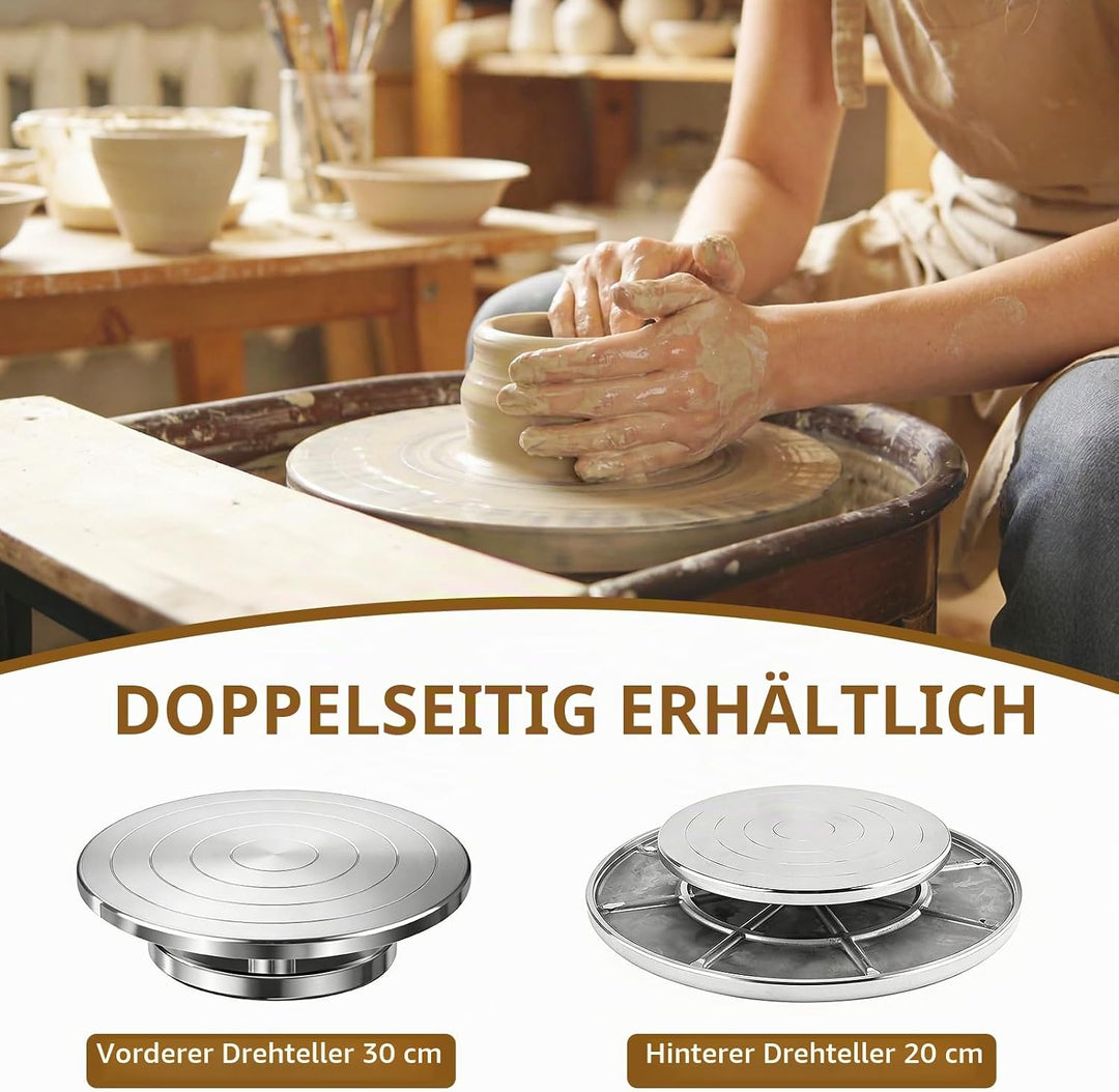 CISSIYOG Töpferscheibe, 30cm Aluminium-Drehscheibe, Doppelseitiges Töpferrad für Bildhauerei Keramik