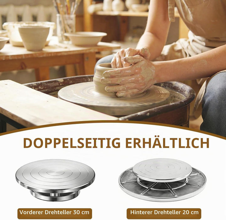 CISSIYOG Töpferscheibe, 30cm Aluminium-Drehscheibe, Doppelseitiges Töpferrad für Bildhauerei Keramik