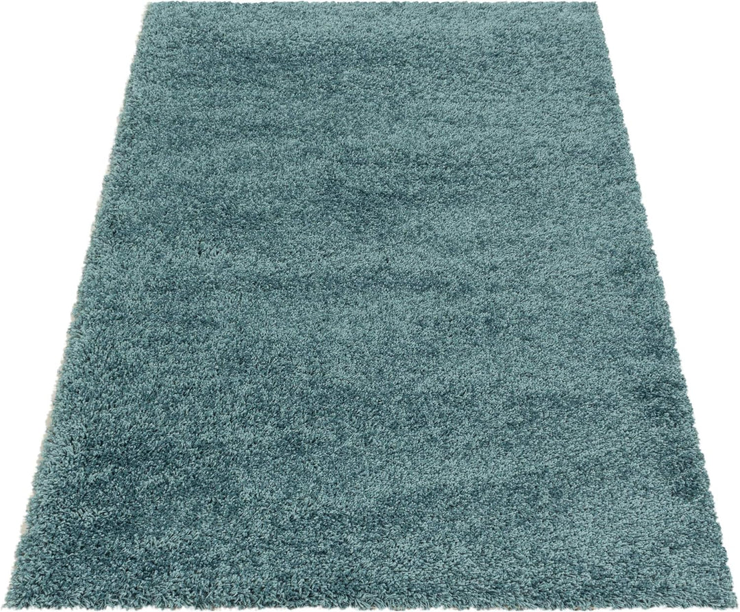 Shaggy Hochflor Teppich Läufer Flur 80 x 150 cm Aqua Blau - Modern Flauschiger Teppich Extra Weich,